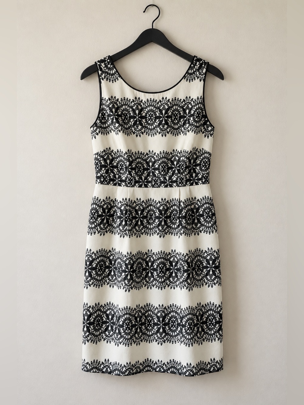 Kate Spade White Black Lola Lace Silk Sheath Dress NO BELT Feminine EUC 6 #1442